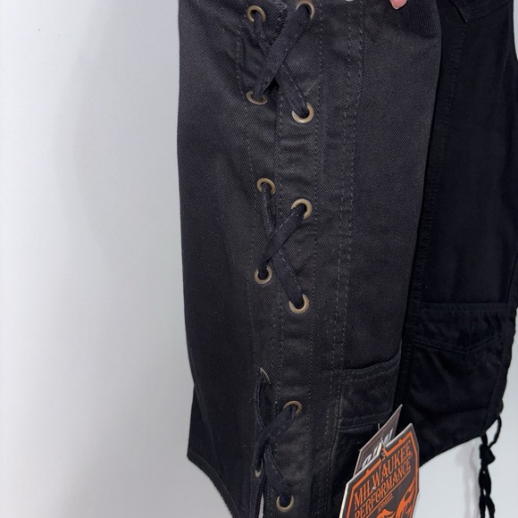 Milwaukee Performance Black Denim Motorcycle Vest Gun Pocket NWT L - Picture 8 of 10